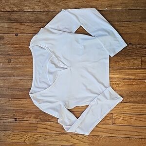 Lululemon cropped henley long sleeve shirt in white